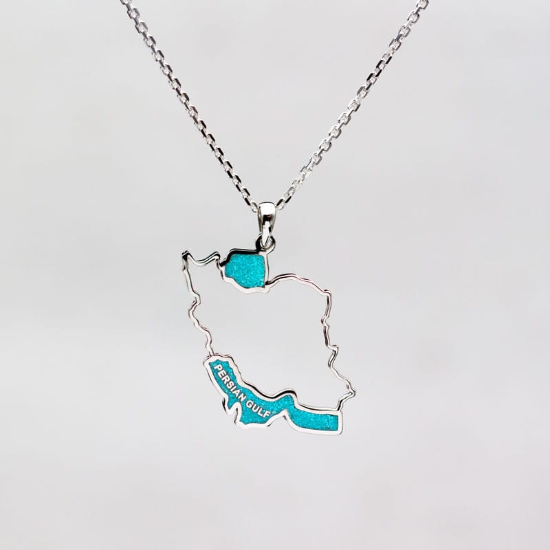 Irans karta med haven av Turkos